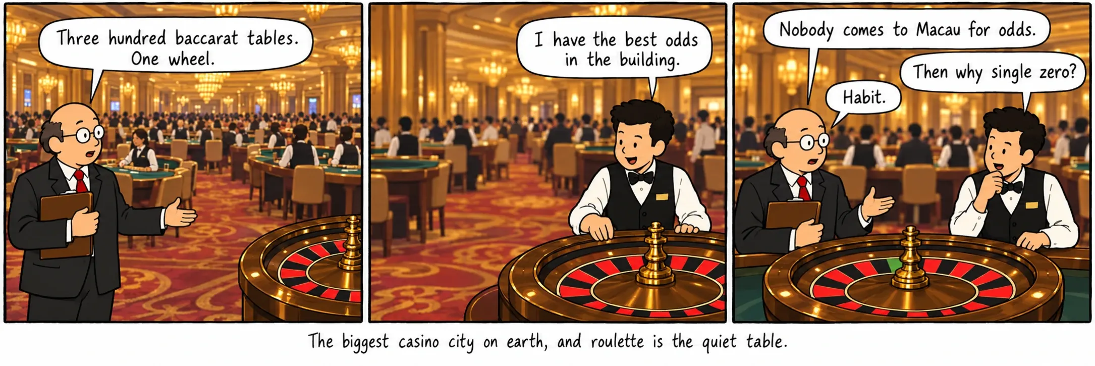 Najväčšie kasínové mesto na svete a ruleta je tichý stôl.